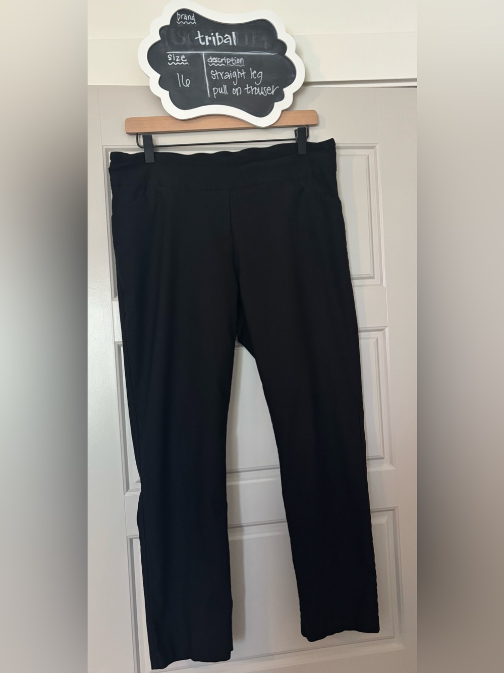 Tribal Black Wide-Leg Pull-On Pants